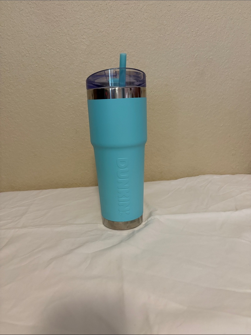 Dunkin' 32 oz Stainless Steel Insulated Tumbler Aqua Blue w/Lid & Straw
